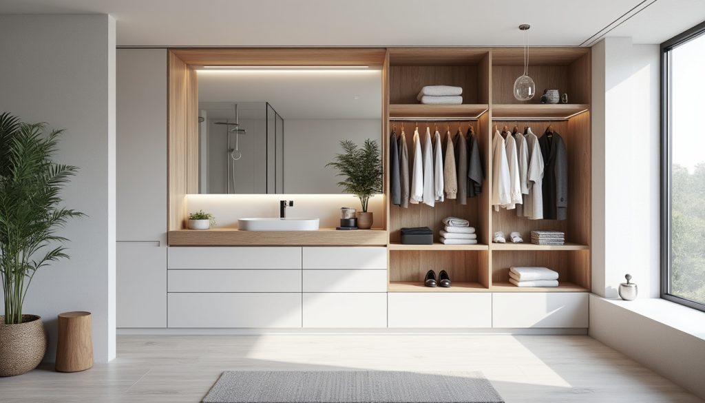 découvrez comment aménager un dressing dans votre salle de bain pour optimiser l'espace, allier fonctionnalité et esthétisme, et organiser vos vêtements et accessoires avec style.